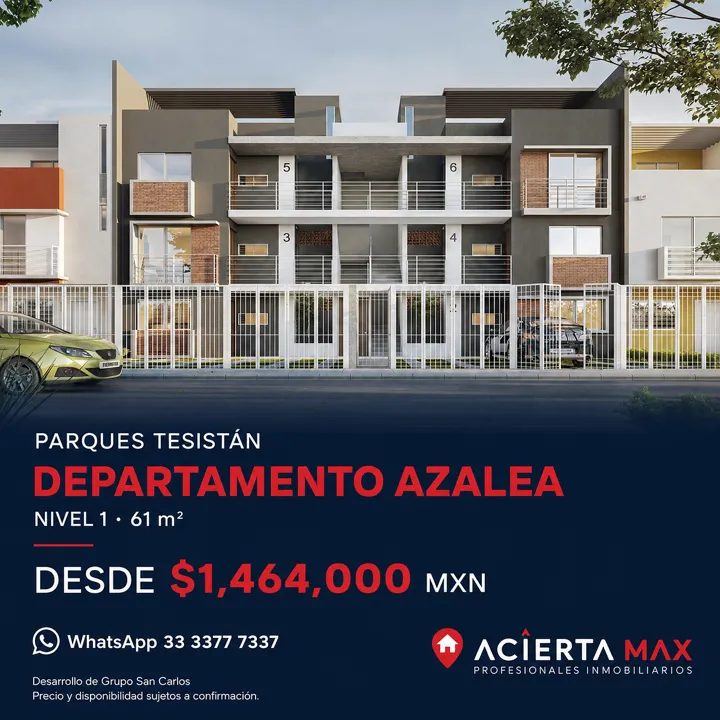 Departamento Azalea Nivel 1 en Parques Tesistán, Zapopan