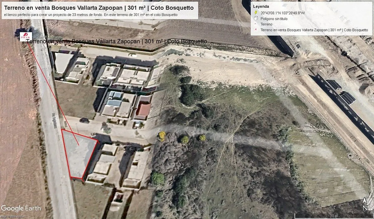 Terreno en venta Bosques Vallarta Zapopan | 301 m² | Coto Bosquetto