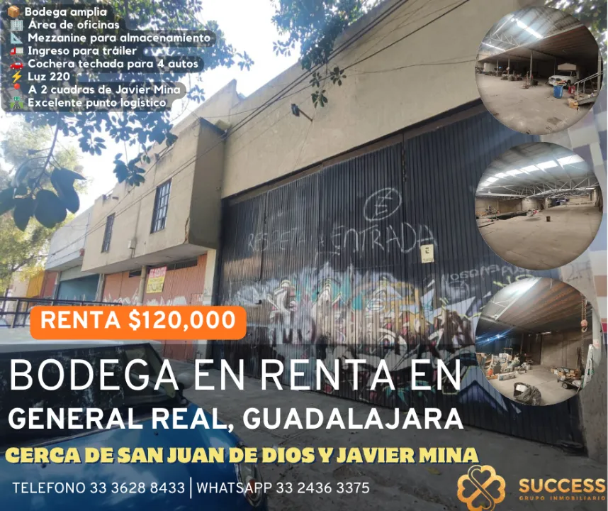 Bodega Comercial en renta en GENERAL REAL, Oblatos, Guadalajara