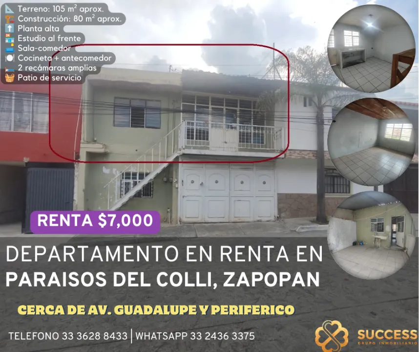 Departamento en renta en PARAISOS DEL COLLI, Paraísos del Colli, Zapopan