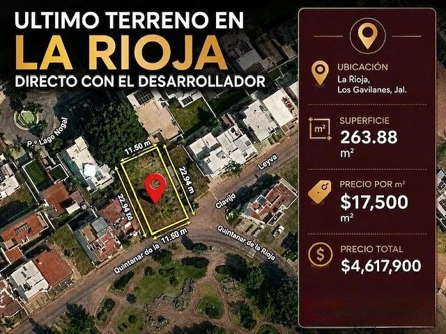 Terreno en Venta en La Rioja, Tlajomulco de Zúñiga, Jalisco.