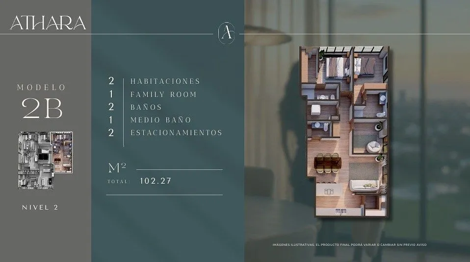 Departamentos en Preventa, Athara - Modelo 2B, Country Club, Guadalajara, Jal.