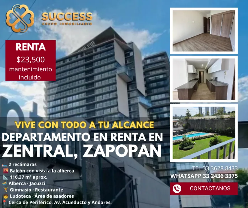 Departamento en renta en ZENTRAL, Puerta del Valle, Zapopan