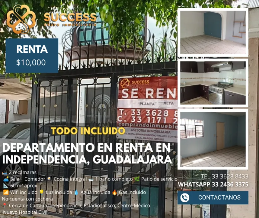 Departamento en renta en INDEPENDENCIA, Independencia, Guadalajara