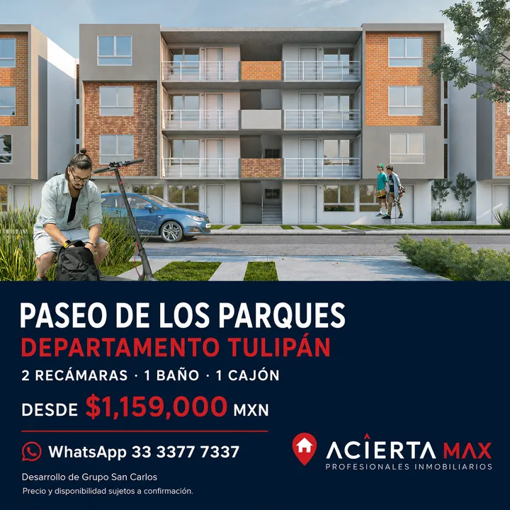 Departamento Tulipán en Paseo de los Parques, Tlaquepaque