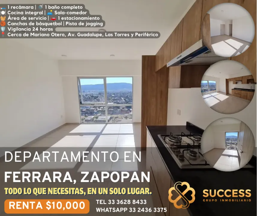 Departamento en renta en FERRARA RESIDENCIAL, El Fortín, Zapopan