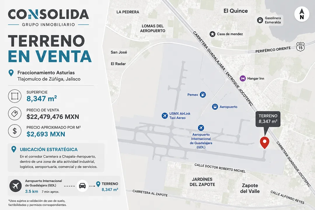 Terreno en venta cercano al aeropuerto