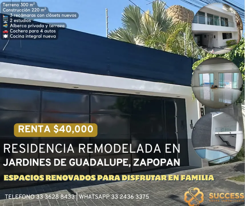 Casa en renta en JARDINES DE GUADALUPE, Jardines de Guadalupe, Zapopan