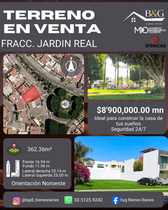 Terreno en venta en Boulevard Jardín Real, Jardín Real, Zapopan