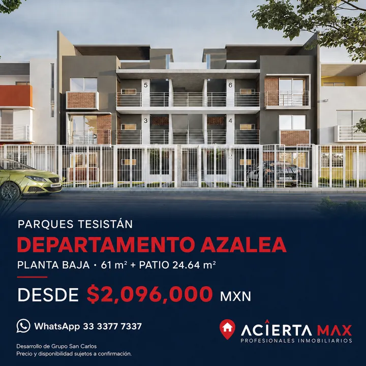 Departamento Azalea Planta Baja con patio en Parques Tesistán, Zapopan